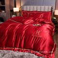 Washed Silk Embroidery Bedding Set Super king and Queen size bedding sheets sets Manufactory